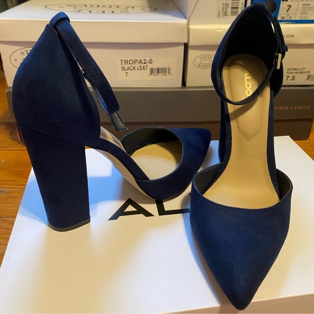 Aldo Nicholes Navy Blue Heels Size 8.5 - Picture 5 of 5